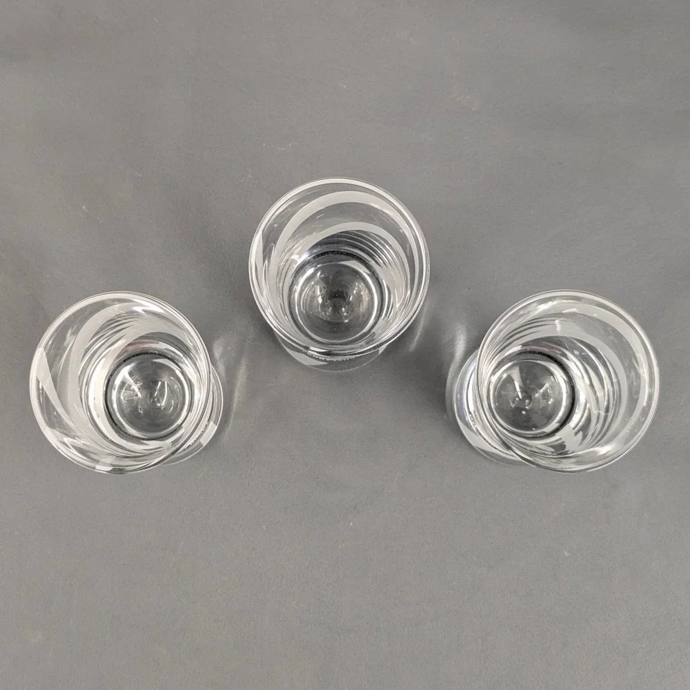 Russian Standard Vodka Shot Glasses Set of 3 Frosted Swirl Logo Barware 3.75